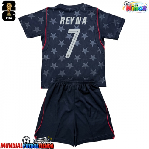 Camiseta Estados Unidos Giovanni Reyna #7 Segunda Equipación Replica Mundial 2026 para niños mangas cortas (+ Pantalones cortos)